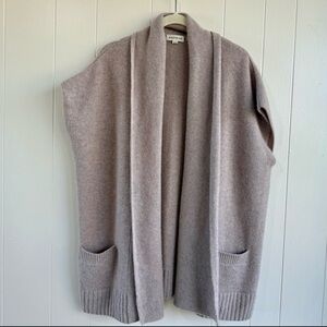 Repeat Beige Open-Front Oversized Wool/Cashmere Sweater Vest, Size S